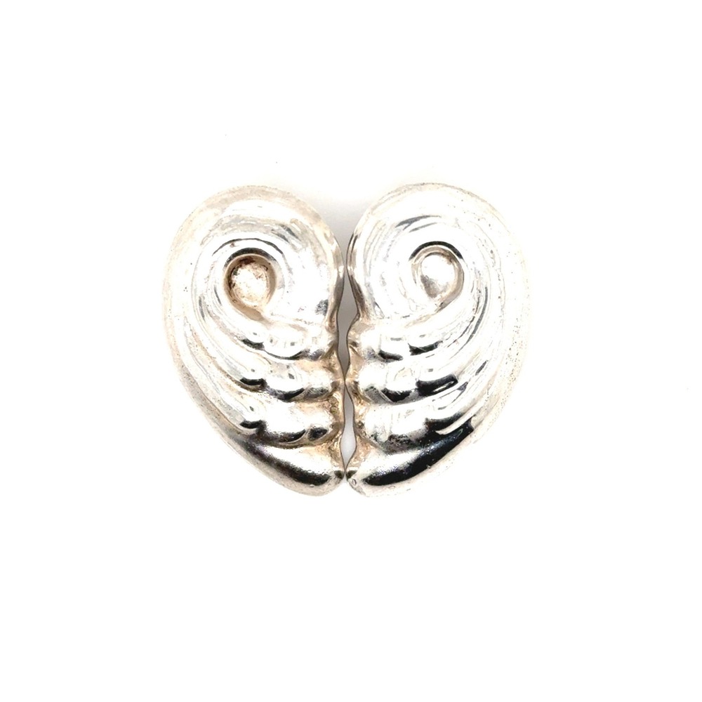 Vintage Mexico 925 Sterling Silver Scroll Wing Clip On Earrings Taxco 12.1g